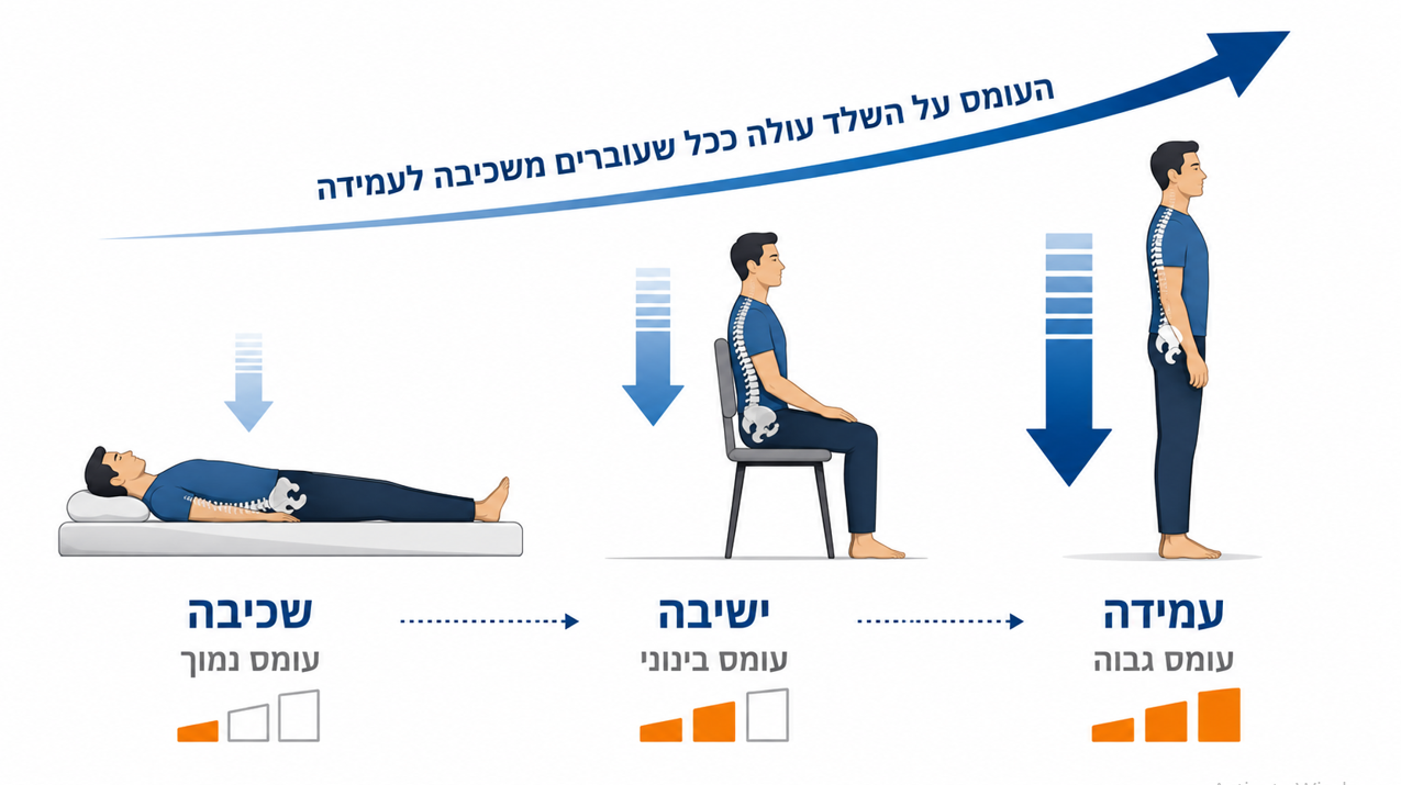 עומס על השלד בשכיבה, ישיבה ועמידה: טעויות יציבה נפוצות