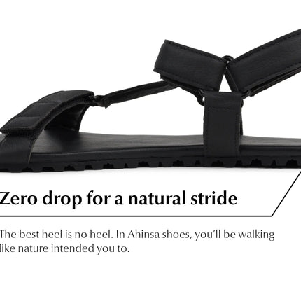 Ahinsa Adventure - Black sandals women & men barefoot אהינסה Adventure סנדלים ברפוט בצבע Black לנשים ולגברים