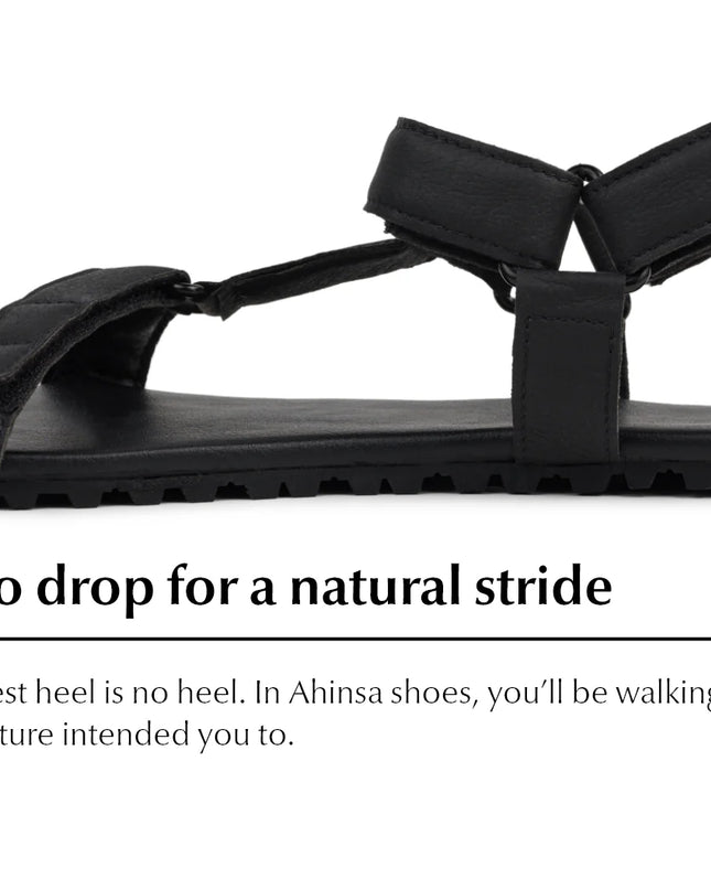Ahinsa Adventure - Black sandals women & men barefoot אהינסה Adventure סנדלים ברפוט בצבע Black לנשים ולגברים