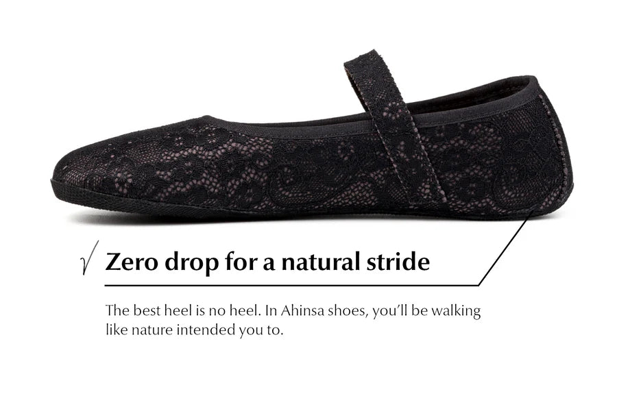 Ahinsa Ananda -Black ballet flats woman barefoot אהינסה אנאנדה נעלי בובה שחורות נשים