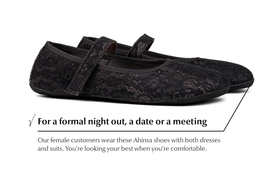 Ahinsa Ananda -Black ballet flats woman barefoot אהינסה אנאנדה נעלי בובה שחורות נשים