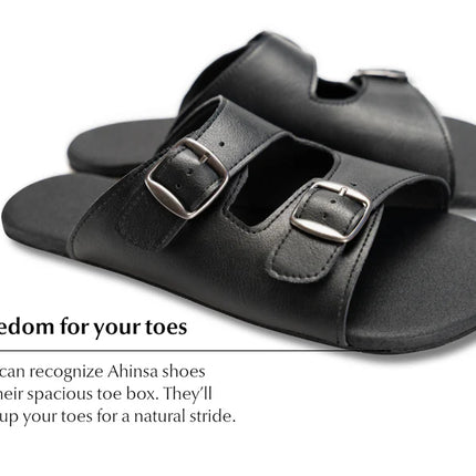 Ahinsa black כפכפי ברפוט אהינסה - Black sandals women & men barefoot אהינסה black כפכפי ברפוט אהינסה סנדלים ברפוט בצבע Black לנשים ולגברים