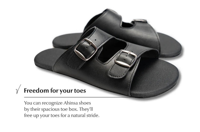 Ahinsa black כפכפי ברפוט אהינסה - Black sandals women & men barefoot אהינסה black כפכפי ברפוט אהינסה סנדלים ברפוט בצבע Black לנשים ולגברים