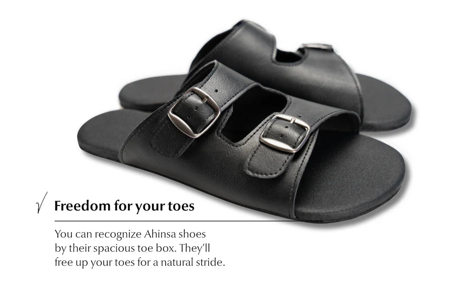 Ahinsa barefoot sandals black Unisex כפכפי ברפוט אהינסה