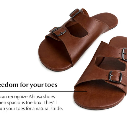Ahinsa brown - Brown sandals women & men barefoot אהינסה brown סנדלים ברפוט בצבע Brown לנשים ולגברים