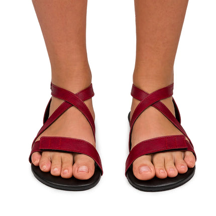 Ahinsa Hava - Burgundy sandals women & men barefoot אהינסה Hava סנדלים ברפוט בצבע Burgundy לנשים ולגברים