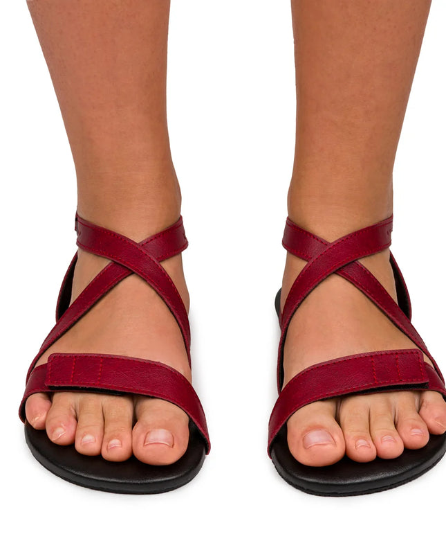 Ahinsa Hava - Burgundy sandals women & men barefoot אהינסה Hava סנדלים ברפוט בצבע Burgundy לנשים ולגברים