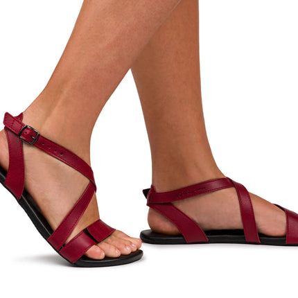 Ahinsa Hava - Burgundy sandals women & men barefoot אהינסה Hava סנדלים ברפוט בצבע Burgundy לנשים ולגברים