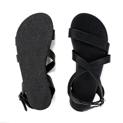 Ahinsa Hava - Black sandals women & men barefoot אהינסה Hava סנדלים ברפוט בצבע Black לנשים ולגברים