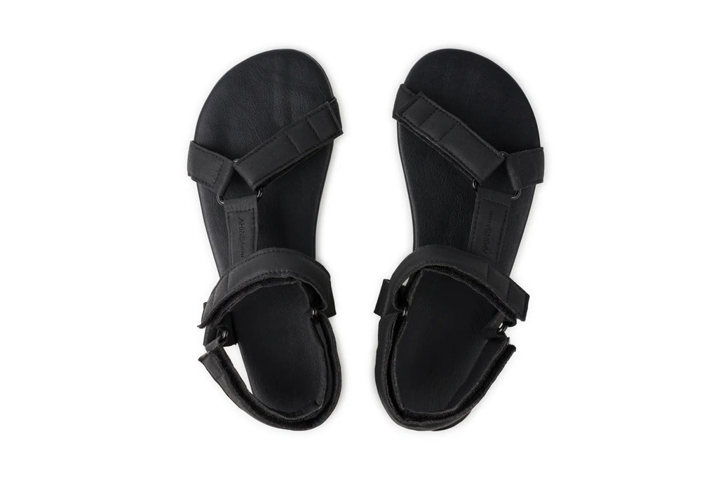 Ahinsa Adventure - black Trekking Sandals אהינסה אדוונצ׳ר סנדלי ברפוט שחורות טבעוניות יוניסקס