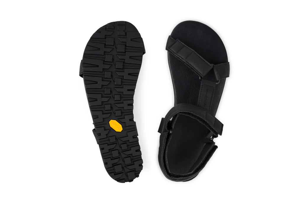 Ahinsa Adventure - black Trekking Sandals אהינסה אדוונצ׳ר סנדלי ברפוט שחורות טבעוניות יוניסקס