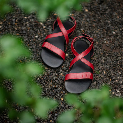 Ahinsa Hava - Burgundy sandals women & men barefoot אהינסה Hava סנדלים ברפוט בצבע Burgundy לנשים ולגברים