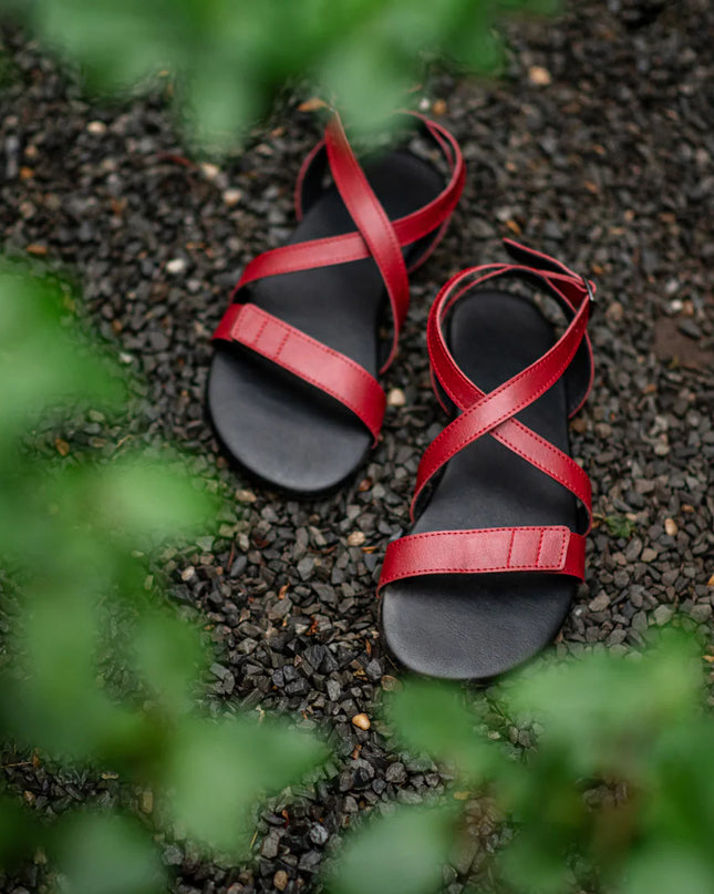 Ahinsa Hava - Burgundy sandals women & men barefoot אהינסה Hava סנדלים ברפוט בצבע Burgundy לנשים ולגברים