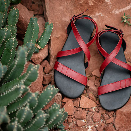 Ahinsa Hava - Burgundy sandals women & men barefoot אהינסה Hava סנדלים ברפוט בצבע Burgundy לנשים ולגברים