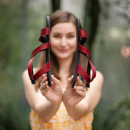 Ahinsa Hava - Burgundy sandals women & men barefoot אהינסה Hava סנדלים ברפוט בצבע Burgundy לנשים ולגברים