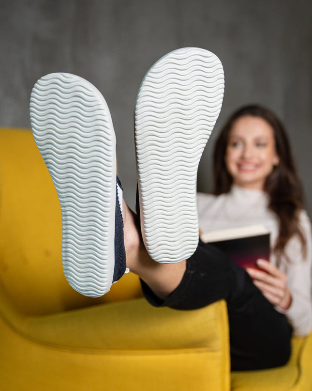 Ahinsa slip on   navy - Navy slip-on women & men barefoot אהינסה slip on   navy סליפ-און ברפוט בצבע Navy לנשים ולגברים