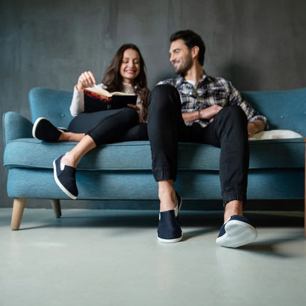 Ahinsa slip on   navy - Navy slip-on women & men barefoot אהינסה slip on   navy סליפ-און ברפוט בצבע Navy לנשים ולגברים
