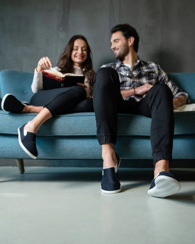 Ahinsa slip on   navy - Navy slip-on women & men barefoot אהינסה slip on   navy סליפ-און ברפוט בצבע Navy לנשים ולגברים