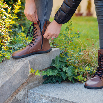 Ahinsa Jaya - Brown boots women barefoot אהינסה Jaya מגפיים ברפוט בצבע חום לנשים