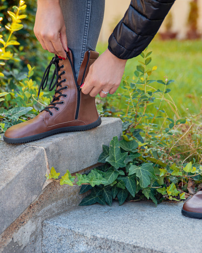 Ahinsa Jaya - Brown boots women barefoot אהינסה Jaya מגפיים ברפוט בצבע חום לנשים