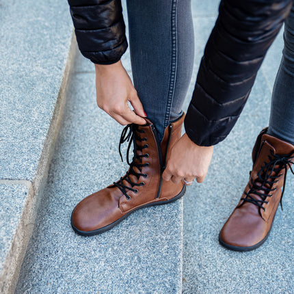 Ahinsa Jaya - Brown boots women barefoot אהינסה Jaya מגפיים ברפוט בצבע חום לנשים