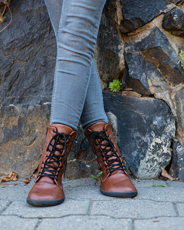 Ahinsa Jaya - Brown boots women barefoot אהינסה Jaya מגפיים ברפוט בצבע חום לנשים