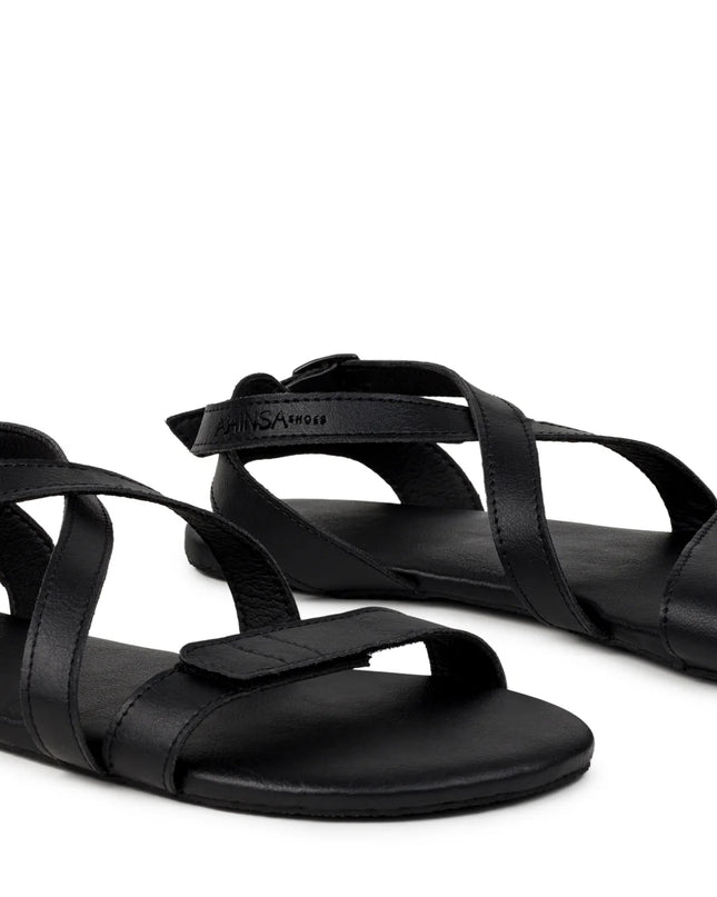 Ahinsa Hava - Black sandals women & men barefoot אהינסה Hava סנדלים ברפוט בצבע Black לנשים ולגברים