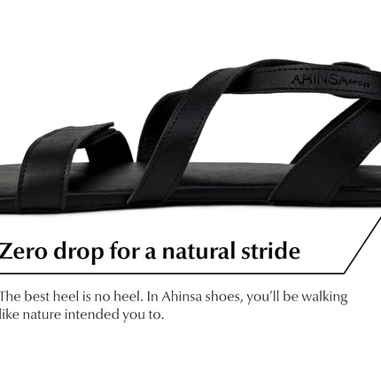 Ahinsa Hava - Black sandals women & men barefoot אהינסה Hava סנדלים ברפוט בצבע Black לנשים ולגברים