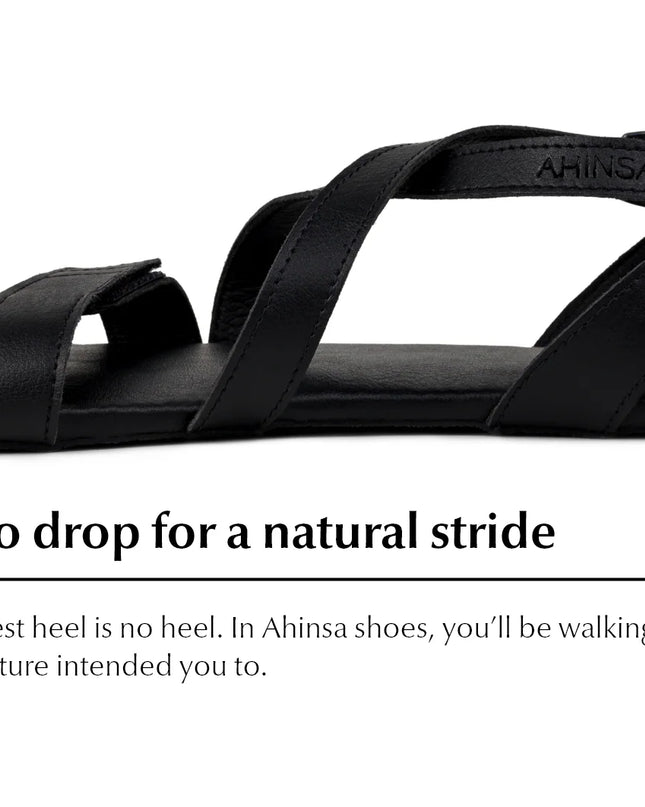 Ahinsa Hava - Black sandals women & men barefoot אהינסה Hava סנדלים ברפוט בצבע Black לנשים ולגברים