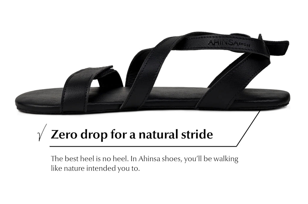 Ahinsa Hava - black Elegant Strap-Up sandals אהינסה חווה סנדלי ברפוט שחורות טבעוניות לנשים