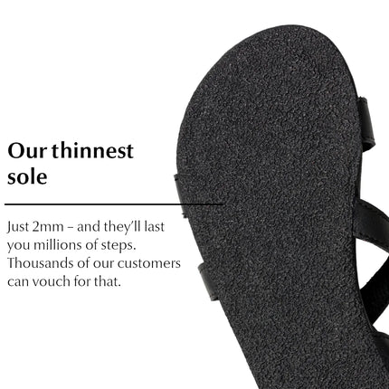 Ahinsa Hava - Black sandals women & men barefoot אהינסה Hava סנדלים ברפוט בצבע Black לנשים ולגברים