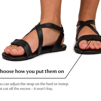 Ahinsa Hava - Black sandals women & men barefoot אהינסה Hava סנדלים ברפוט בצבע Black לנשים ולגברים