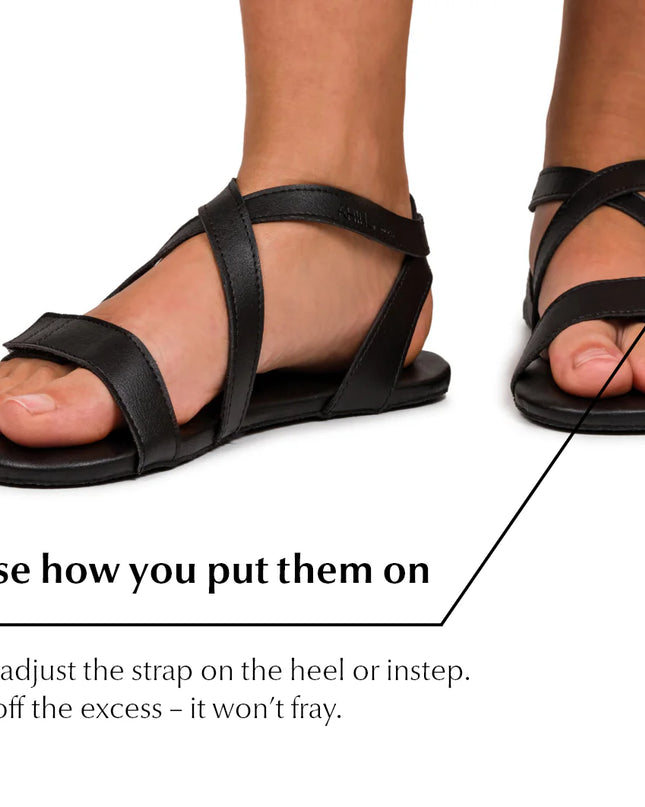 Ahinsa Hava - Black sandals women & men barefoot אהינסה Hava סנדלים ברפוט בצבע Black לנשים ולגברים