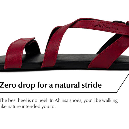 Ahinsa Hava - Burgundy sandals women & men barefoot אהינסה Hava סנדלים ברפוט בצבע Burgundy לנשים ולגברים