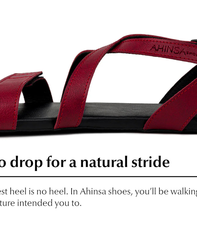 Ahinsa Hava - Burgundy sandals women & men barefoot אהינסה Hava סנדלים ברפוט בצבע Burgundy לנשים ולגברים