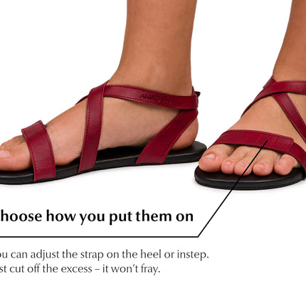Ahinsa Hava - Burgundy sandals women & men barefoot אהינסה Hava סנדלים ברפוט בצבע Burgundy לנשים ולגברים