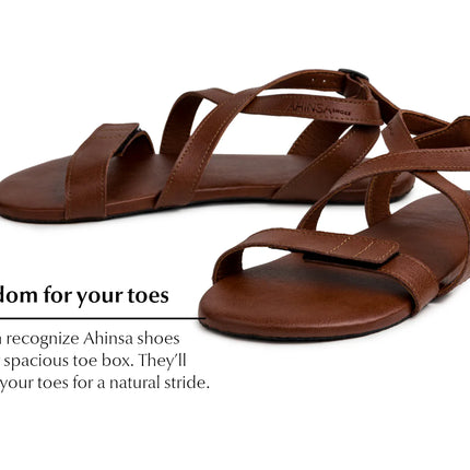 Ahinsa Hava - Brown sandals women & men barefoot אהינסה Hava סנדלים ברפוט בצבע Brown לנשים ולגברים
