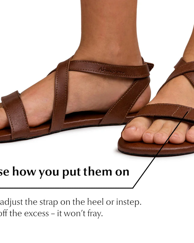 Ahinsa Hava - Brown sandals women & men barefoot אהינסה Hava סנדלים ברפוט בצבע Brown לנשים ולגברים