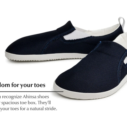 Ahinsa slip on   navy - Navy slip-on women & men barefoot אהינסה slip on   navy סליפ-און ברפוט בצבע Navy לנשים ולגברים