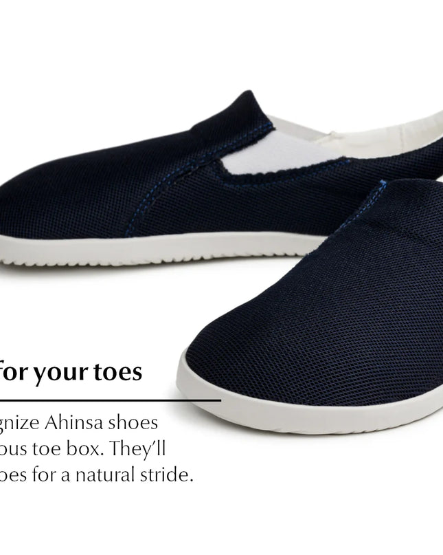 Ahinsa slip on   navy - Navy slip-on women & men barefoot אהינסה slip on   navy סליפ-און ברפוט בצבע Navy לנשים ולגברים