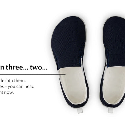 Ahinsa slip on   navy - Navy slip-on women & men barefoot אהינסה slip on   navy סליפ-און ברפוט בצבע Navy לנשים ולגברים