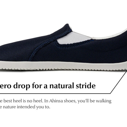 Ahinsa slip on   navy - Navy slip-on women & men barefoot אהינסה slip on   navy סליפ-און ברפוט בצבע Navy לנשים ולגברים