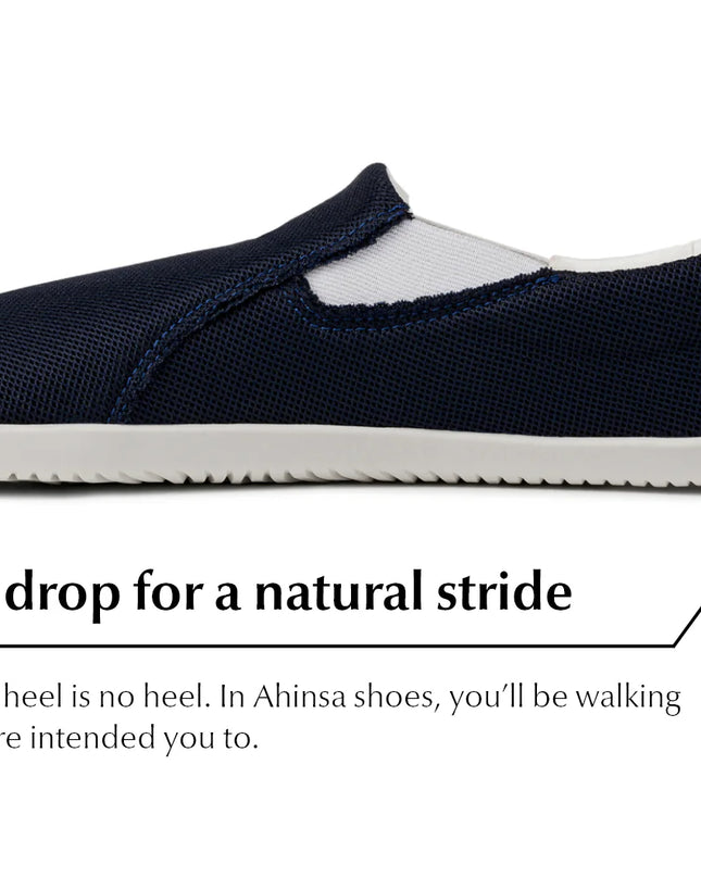 Ahinsa slip on   navy - Navy slip-on women & men barefoot אהינסה slip on   navy סליפ-און ברפוט בצבע Navy לנשים ולגברים