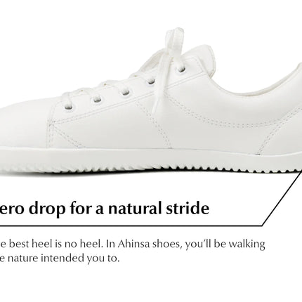 Ahinsa Vida sneakers - White color shoes women & men barefoot אהינסה ברפוט סניקרס יוניסקס נעלי ברפוט ברפוט בצבע לבן לנשים ולגברים