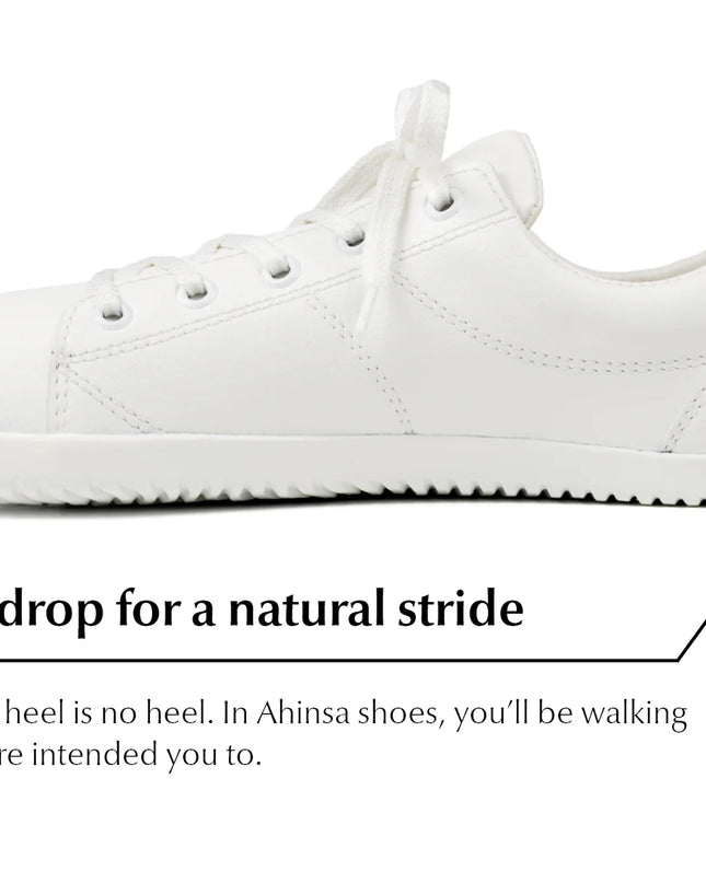 Ahinsa Vida sneakers - White color shoes women & men barefoot אהינסה ברפוט סניקרס יוניסקס נעלי ברפוט ברפוט בצבע לבן לנשים ולגברים
