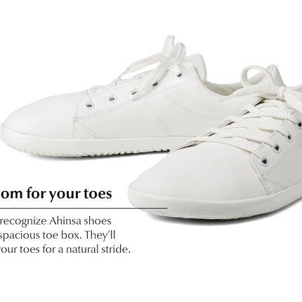Ahinsa Vida sneakers - White color shoes women & men barefoot אהינסה ברפוט סניקרס יוניסקס נעלי ברפוט ברפוט בצבע לבן לנשים ולגברים