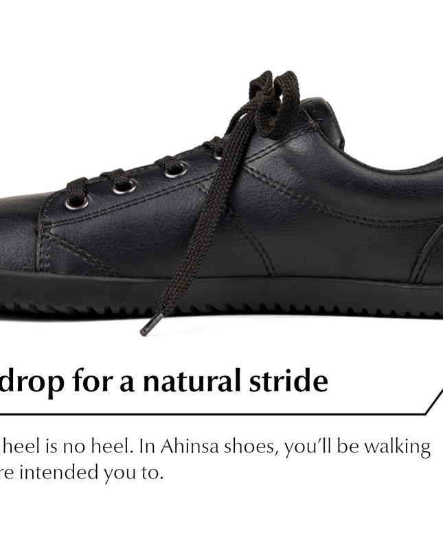 Ahinsa Vida sneakers - Black color shoes women & men barefoot אהינסה ברפוט סניקרס יוניסקס נעלי ברפוט ברפוט בצבע שחור לנשים ולגברים