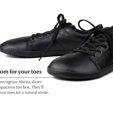 Ahinsa Vida sneakers - Black color shoes women & men barefoot אהינסה ברפוט סניקרס יוניסקס נעלי ברפוט ברפוט בצבע שחור לנשים ולגברים