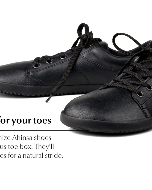 Ahinsa Vida sneakers - Black color shoes women & men barefoot אהינסה ברפוט סניקרס יוניסקס נעלי ברפוט ברפוט בצבע שחור לנשים ולגברים