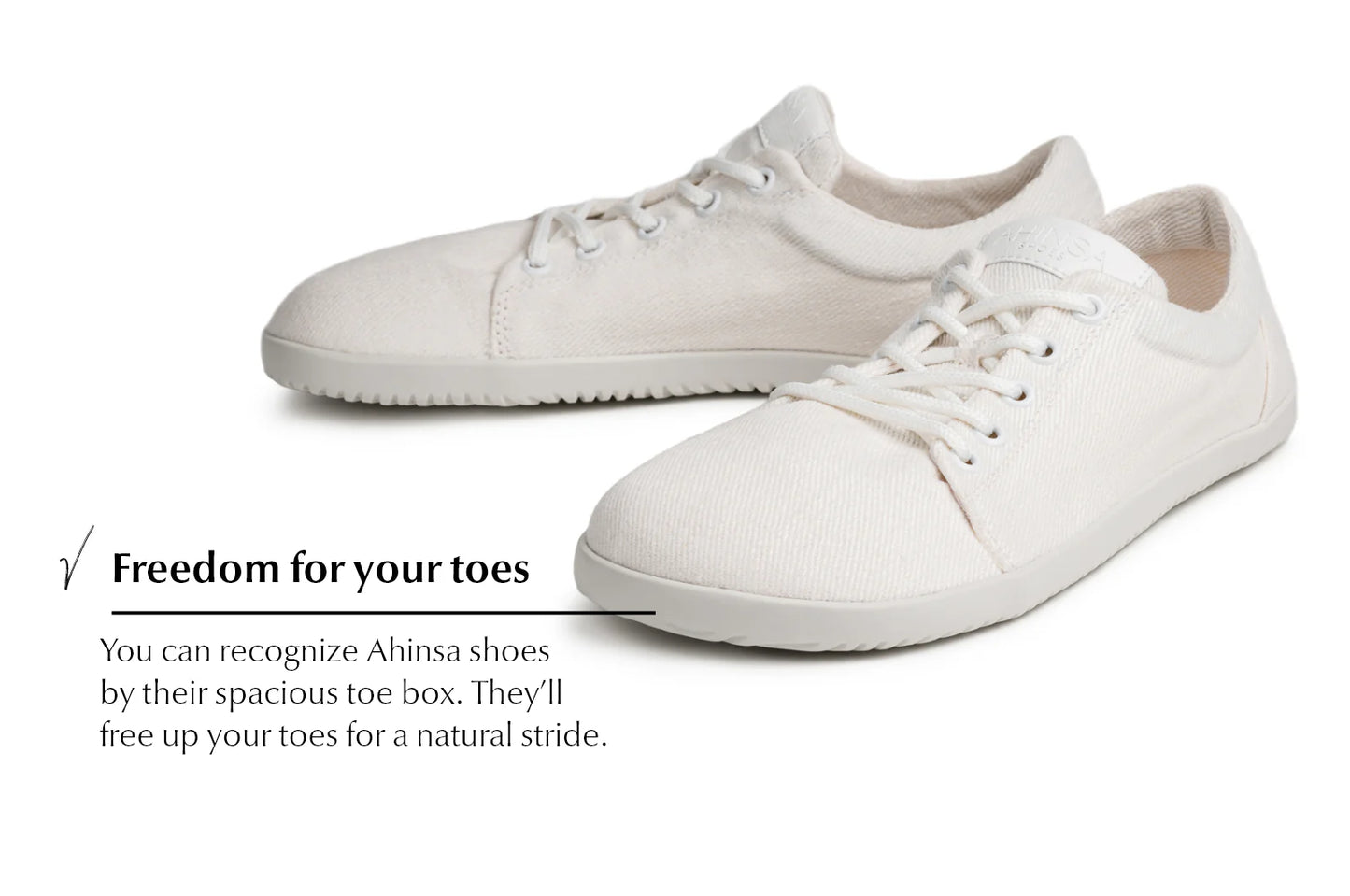Ahinsa Vida Hemp white unisex barefoot vegan sneakers סניקרס ברפוט טבעוניות יוניסקס